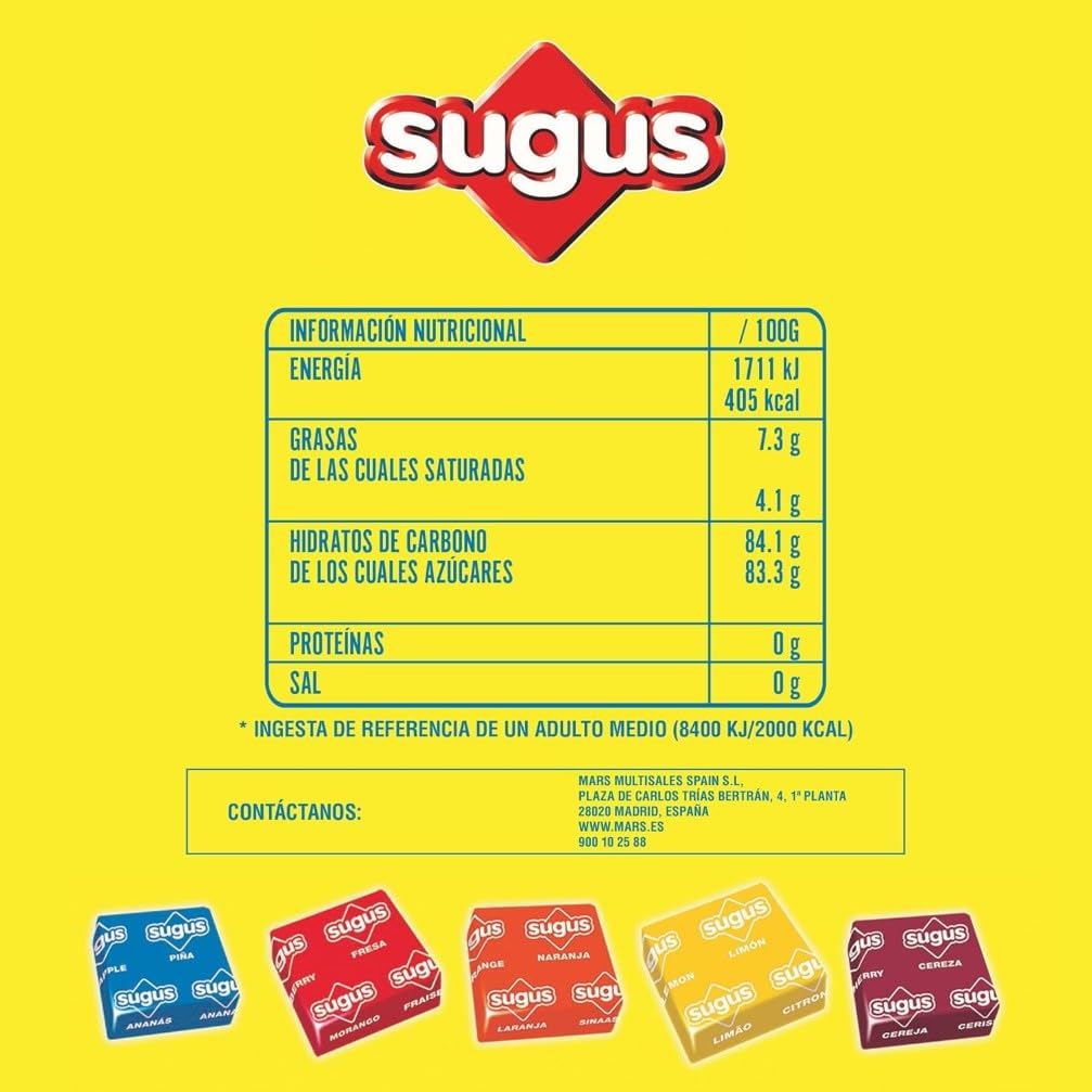 Sugus Caramelo Masticable a Base de Zumo de Frutas 18x45g