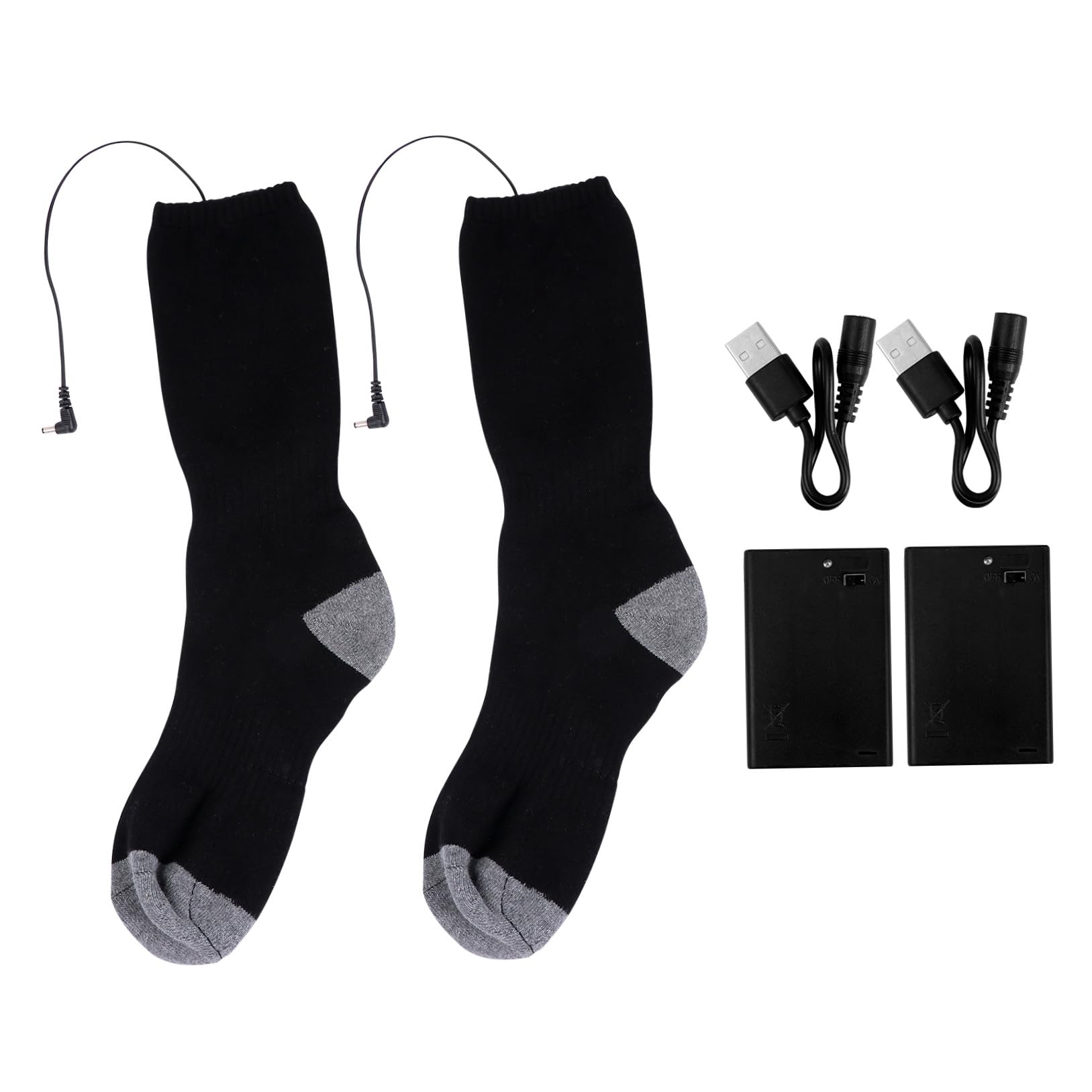 Beheizbare Heizsocke 1 Satz mit USB, Schwarz, Polyester
