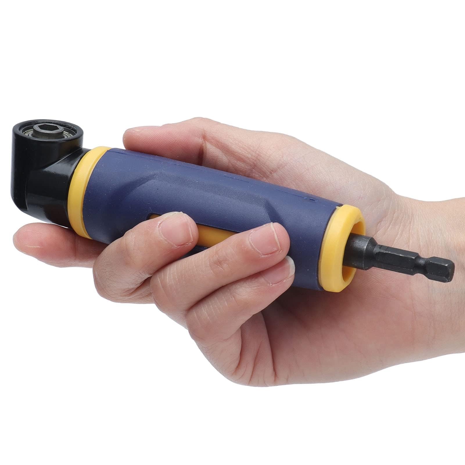 Adattatore per Trapano Ad Angolo Retto Dispositivo Angolare per Punta 90 Gradi Driver di Estensione Giallo Blu con Impugnatura in ABS