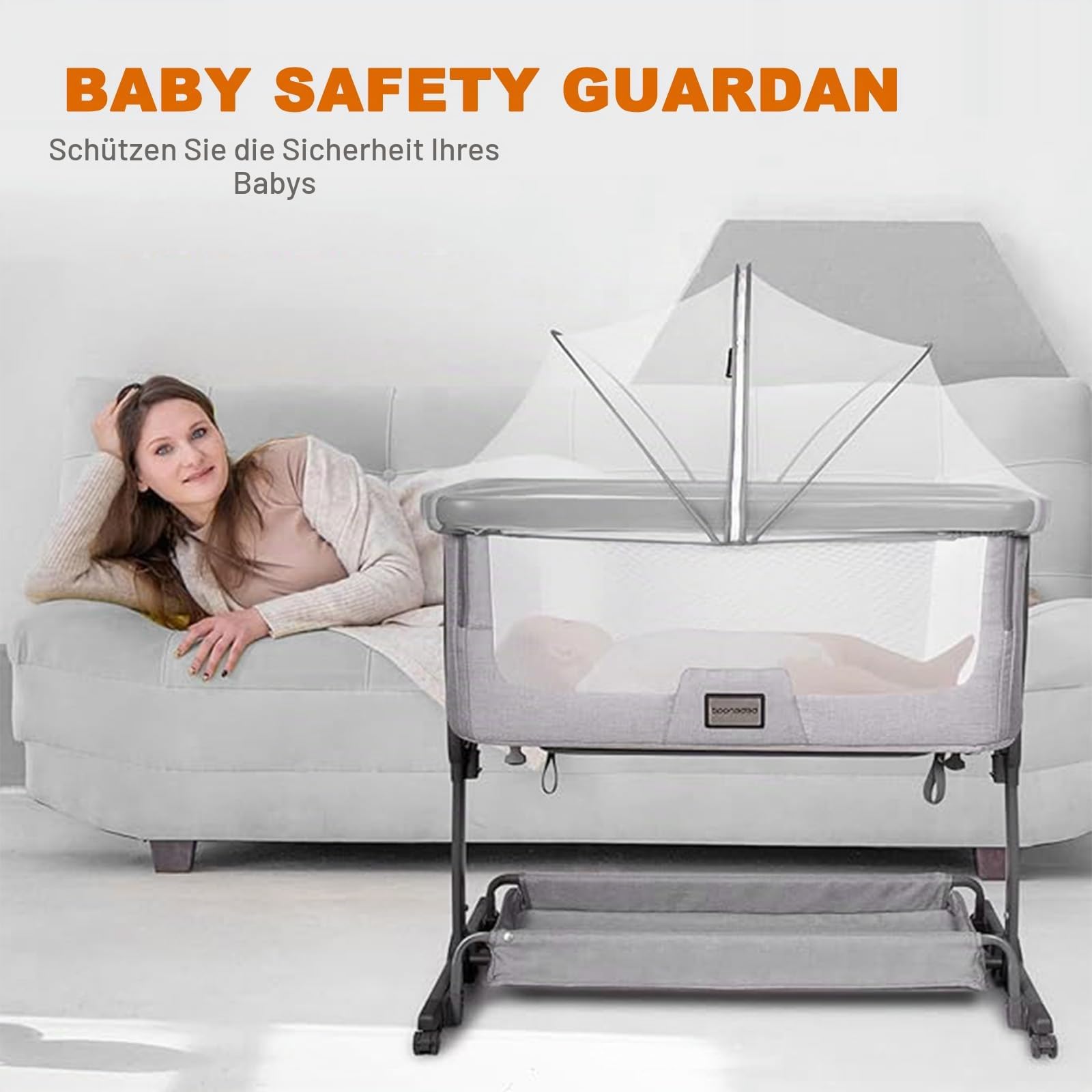 Universelles Moskitonetz für Reisebett, Gitterbettabdeckung mit Leisem Reißverschluss für Betten, Einfacher Zugang, Feinmaschiges Netz für Babys, 100×55×55CM (Weiß)