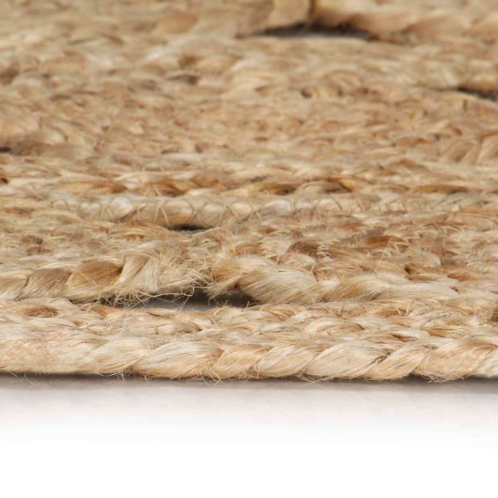 Alfombra de yute tejida a mano de 90 cm de diámetro, color natural, alfombra oriental resistente, pieza moderna para salón, dormitorio, pasillo