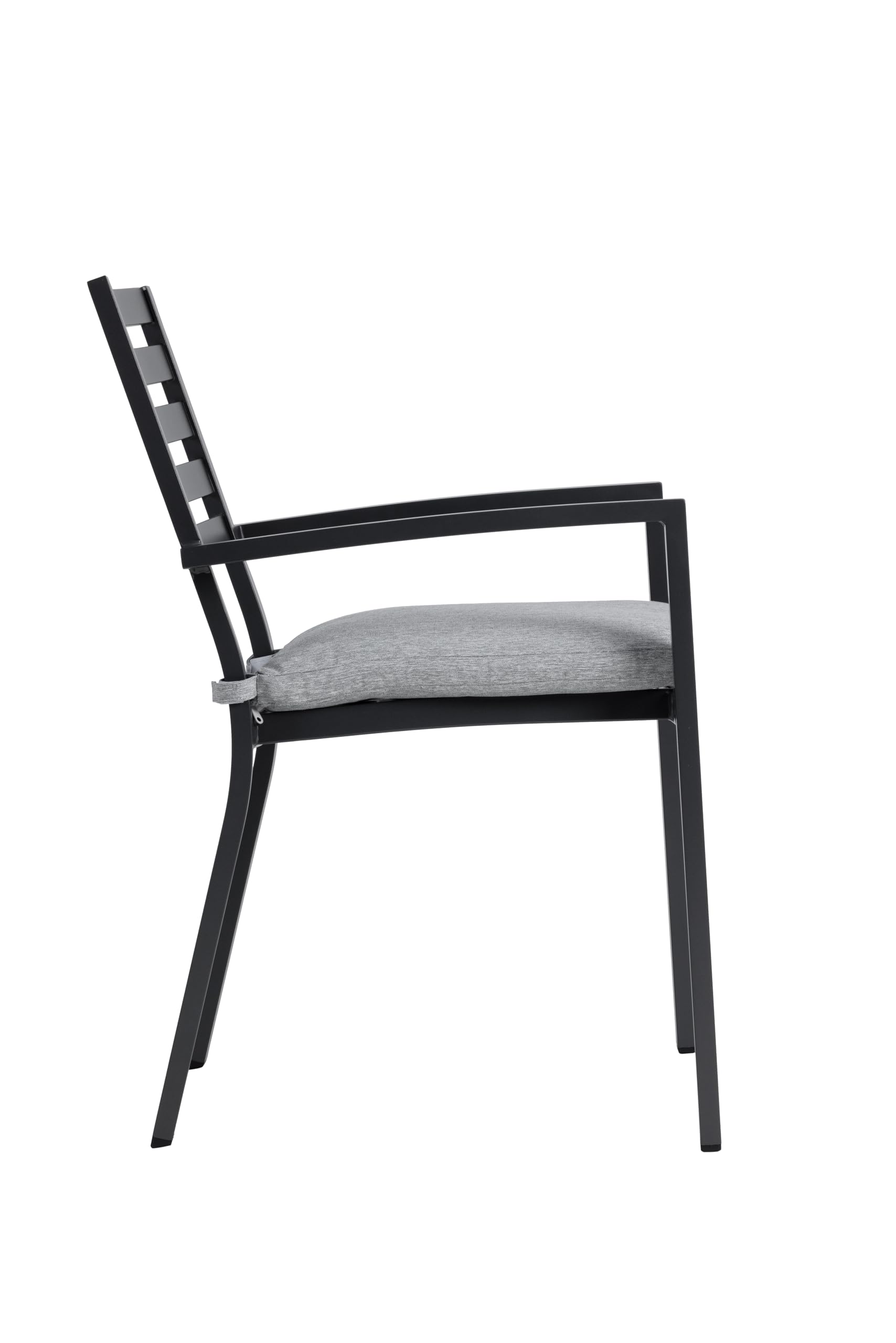 METRO Professional Gartenstuhl mit Armlehne und Kissen, Aluminium, 57 x 61 x 85 cm, 150 kg Tragkraft, Dunkelgrau