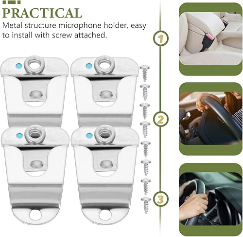 Miniatura 7 de WHAMVOX Soporte de micrófono Clip de suspensión de micrófono con tornillos Gancho compacto para micrófono de coche fácil de instalar para accesorios