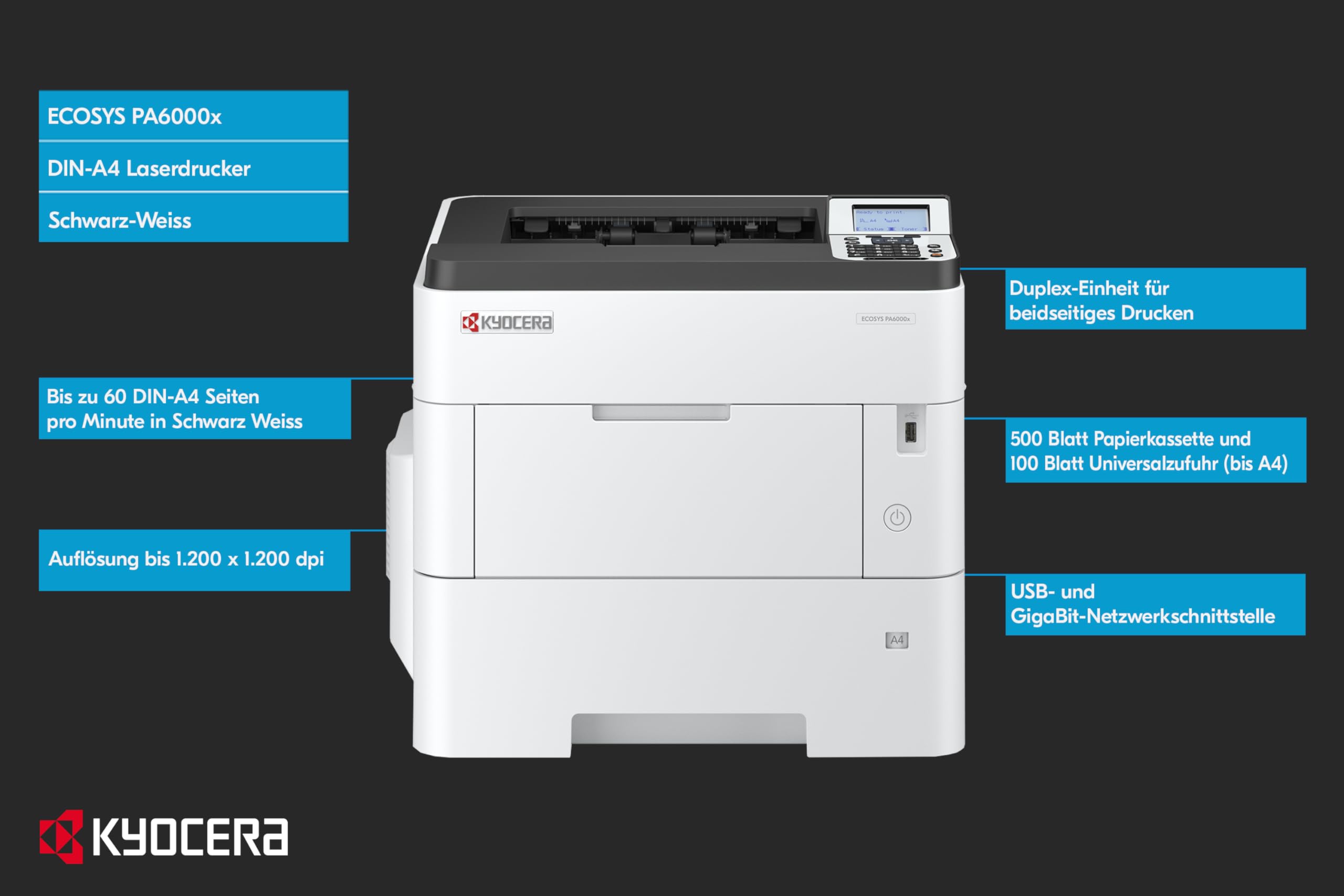 Kyocera Ecosys PA6000x Laserdrucker Schwarz Weiss – Bild 2