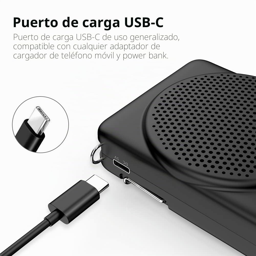 Norwii S368 Super-Mini Amplificador de Voz portátil con micrófono de Diadema y Cintura, Diseño Ligero y Compacto, micrófono Personal para Profesores, guías turísticos, amplificadores de Potencia PA