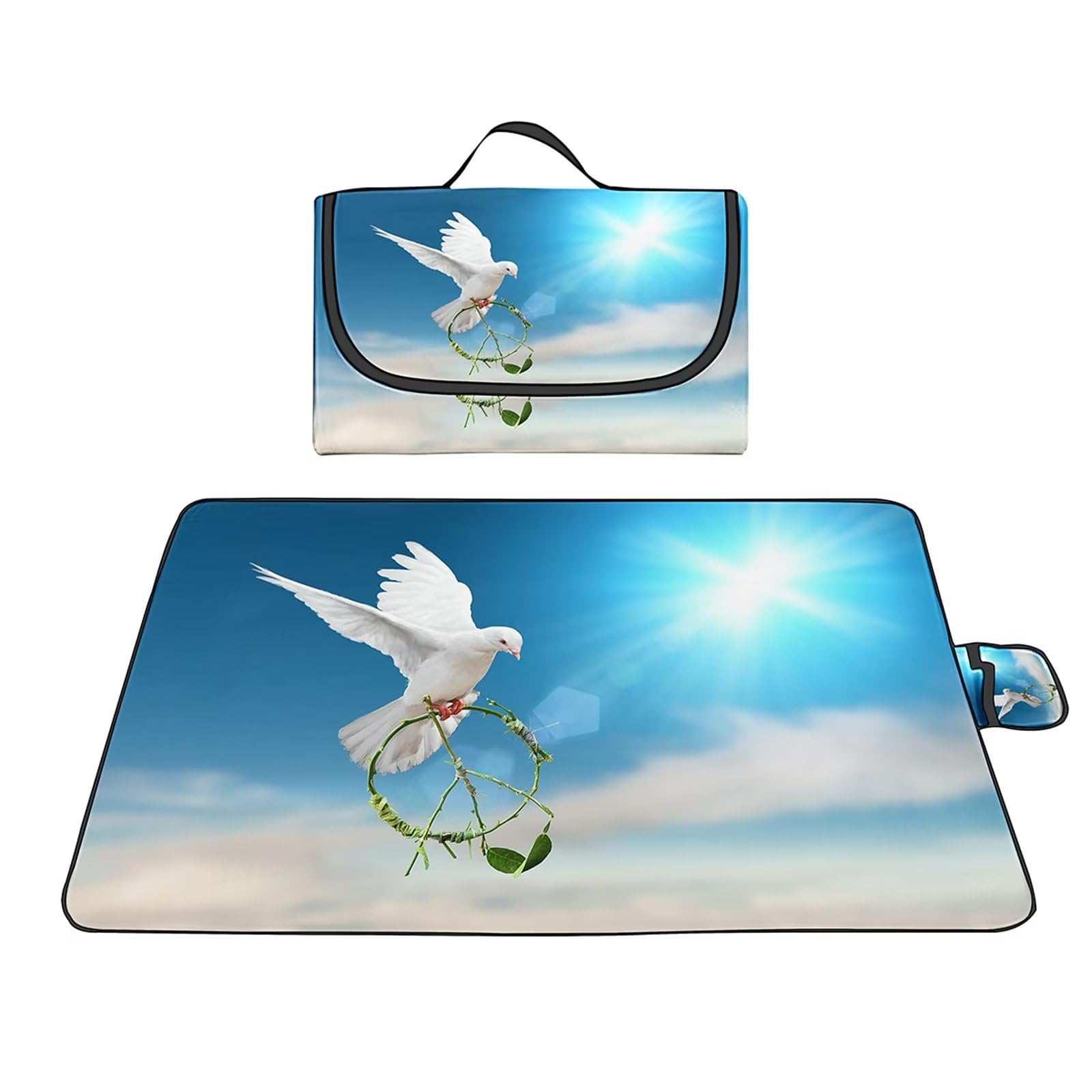 Manta de Picnic Paloma pájaro paisaje,200x300cm,Grande al Aire Libre Manta Picnic Impermeable,Colchoneta de Camping Plegable,Lavable a Máquina,para Fiestas de Picnic,Camping,Viajes al Aire Libre