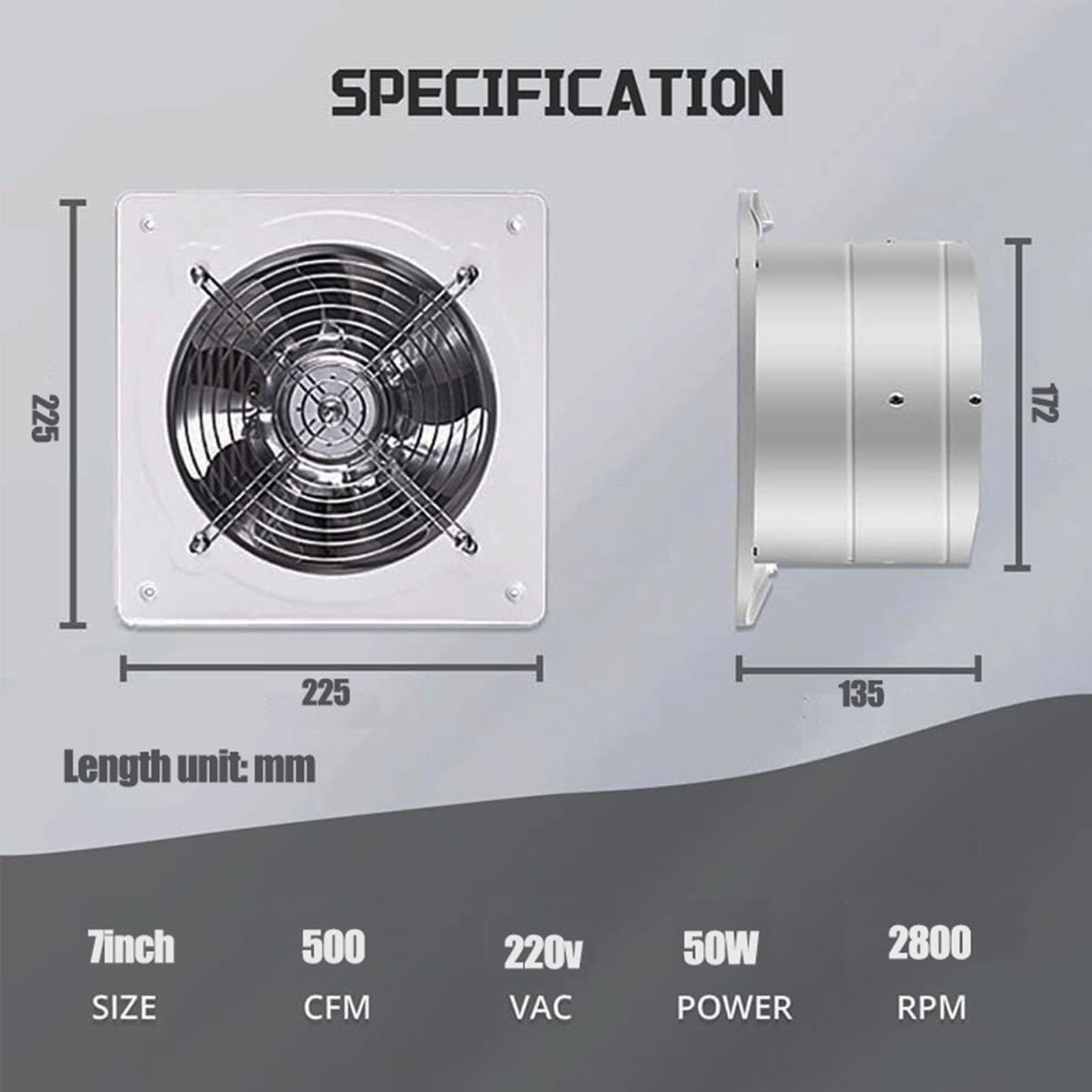 Extractor de Aire para baño de 220 V y bajo Ruido, de 4 a 8 Pulgadas, axial, para sótano, 20 W-80 W, 2800 RPM, para Cocina, lavandería, Oficina y Garaje.
