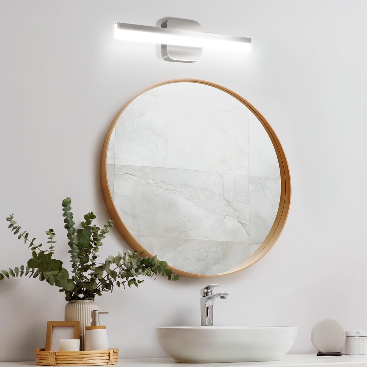 Yarra-Decor 16-inch LED Bathroom Vanity Light Bar,Vanity Lighting Fixtures for Mirror Illumination,Indoor Daylight White Wall Light 6000K (Nickel)