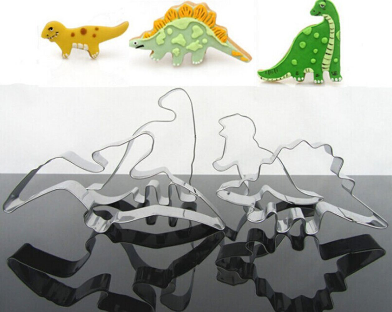 Dinosaur New Cookie Cutter Stainless Steel Fondant Cutter Set of 4