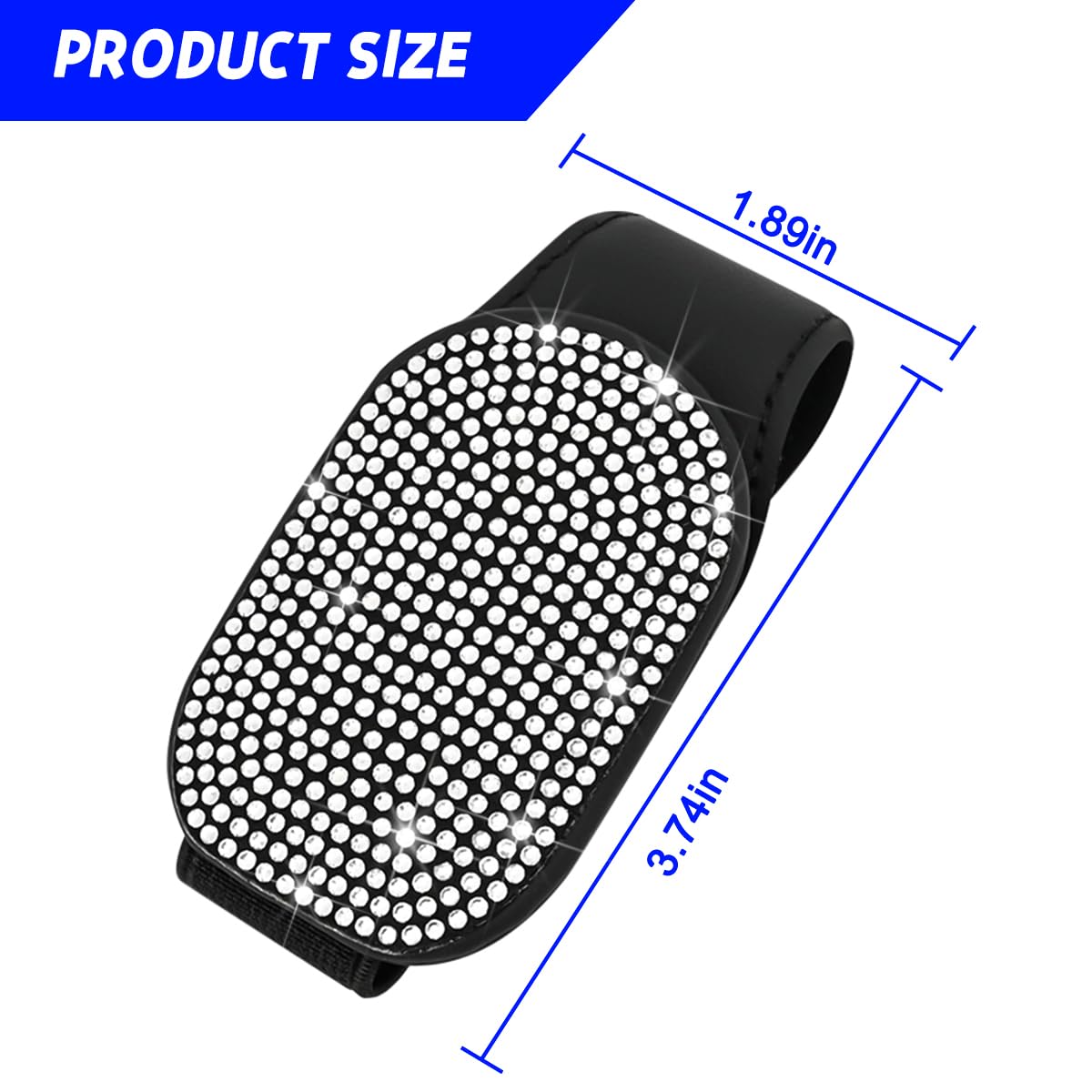 Bittwee Bling Sunglasses Holders for Car Sun Visor, Vehicle Magnetic Leather Glasses Organizer Clips, Crystal Rhinestone Auto Eyeglasses Hanger Decoration Accessories for Women Girls?White?