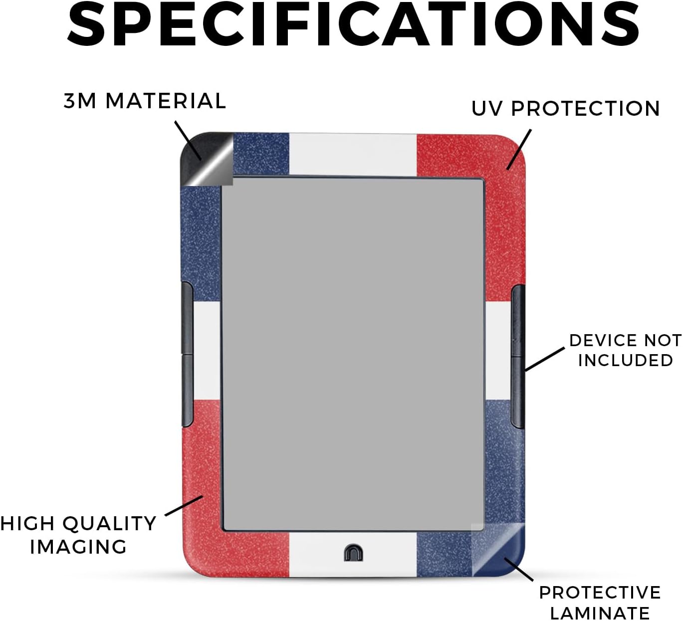 Glossy Glitter E-Reader Skin Compatible With Barnes & Noble Nook GlowLight 4e (2022) - Dominican Flag - Premium 3M Vinyl Protective Wrap Decal Cover - Easy To Apply | Crafted in the USA by MightySkins