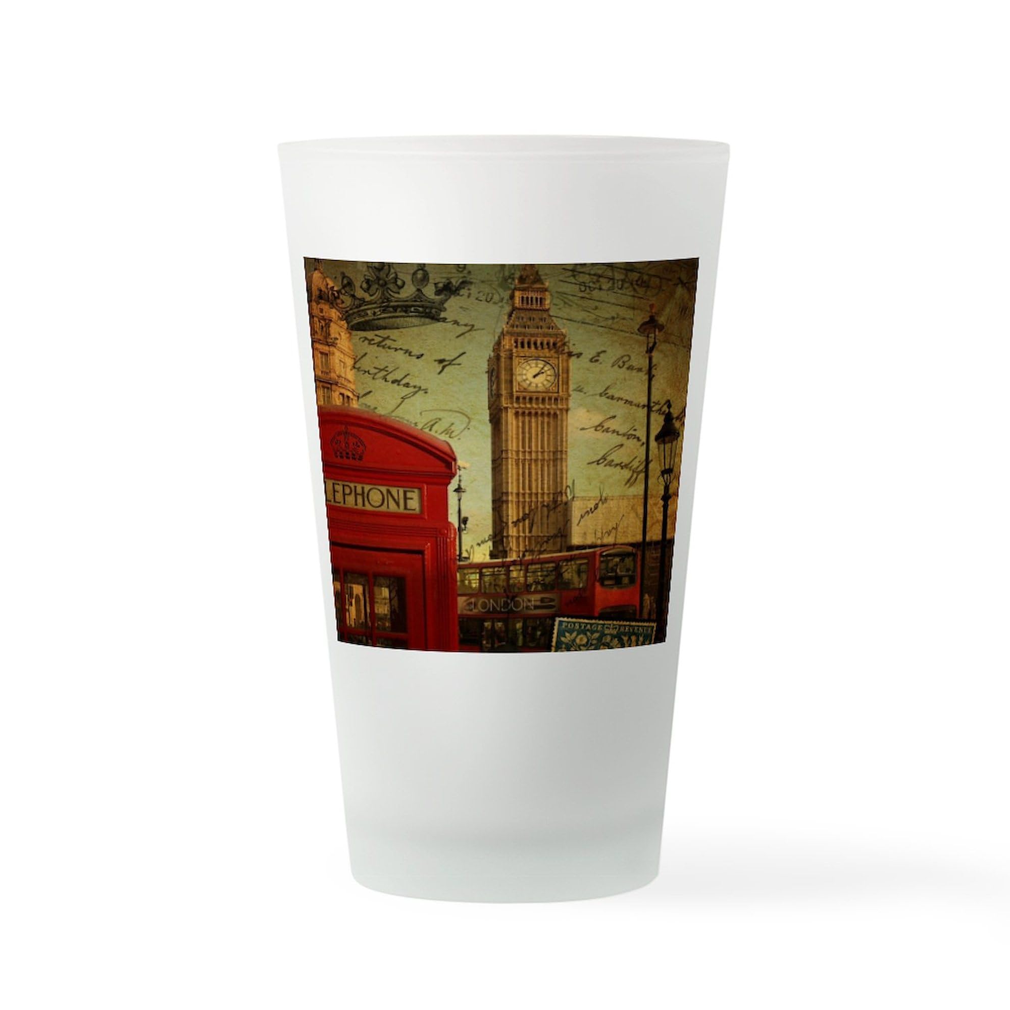 CafePress Vintage London UK Fashion Pint Glass, 16 oz. Drinking Glass