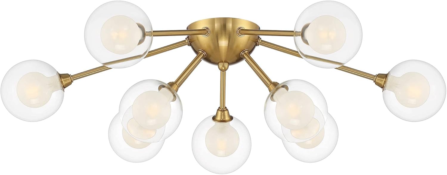 Modern Gold Glass Sputnik LED Ceiling Light Fixture