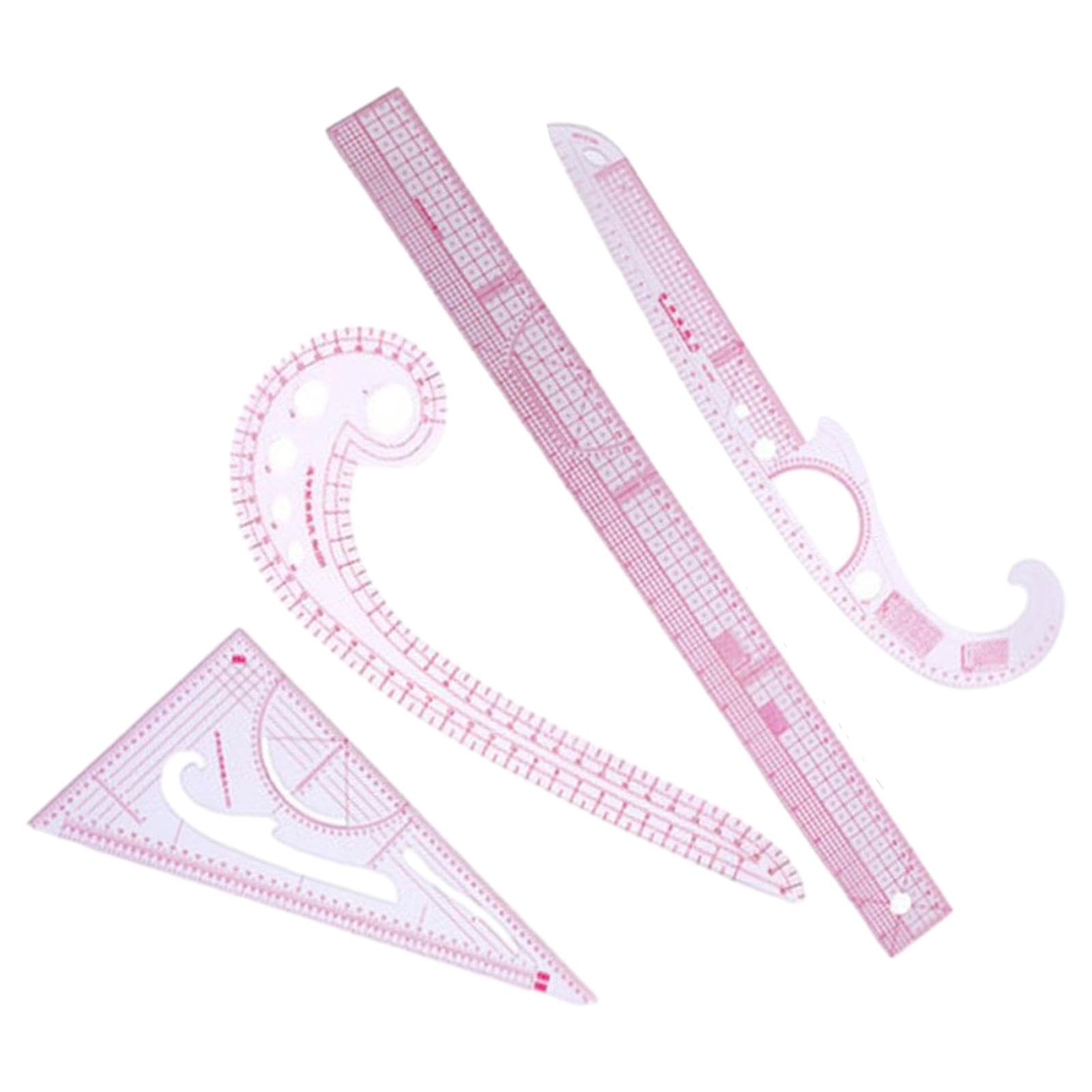 5 Pezzi Righello Set Curva Cucito Modello Abbigliamento Strumento Patchwork Disegno Tessuto Materiale Preciso Adatto per Studenti Designer, 4 pezzi
