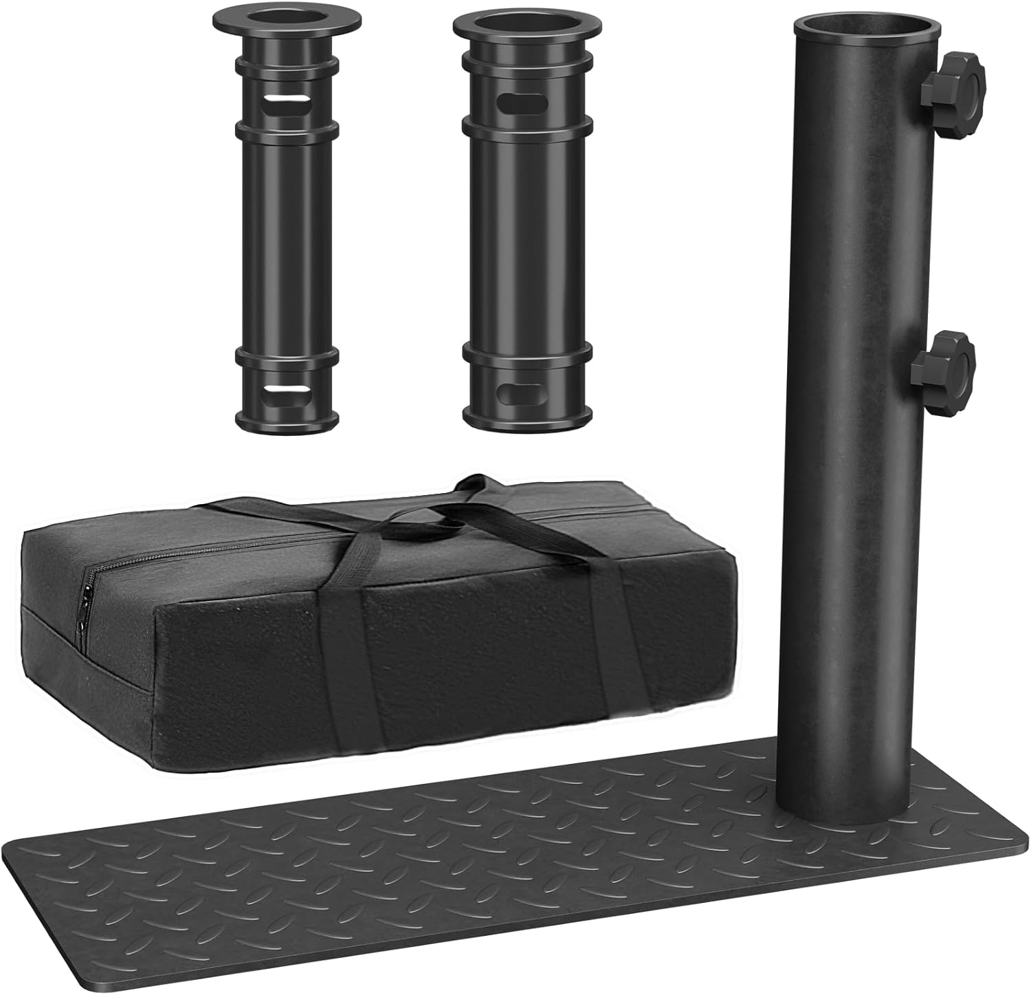 Heavy Duty Flag Pole Tire Mount Holder – Fits Up to 1.96" Telescopic Poles – Portable Metal Wheel Base for RV, Truck, Tailgating & Camping – Black Medium Black