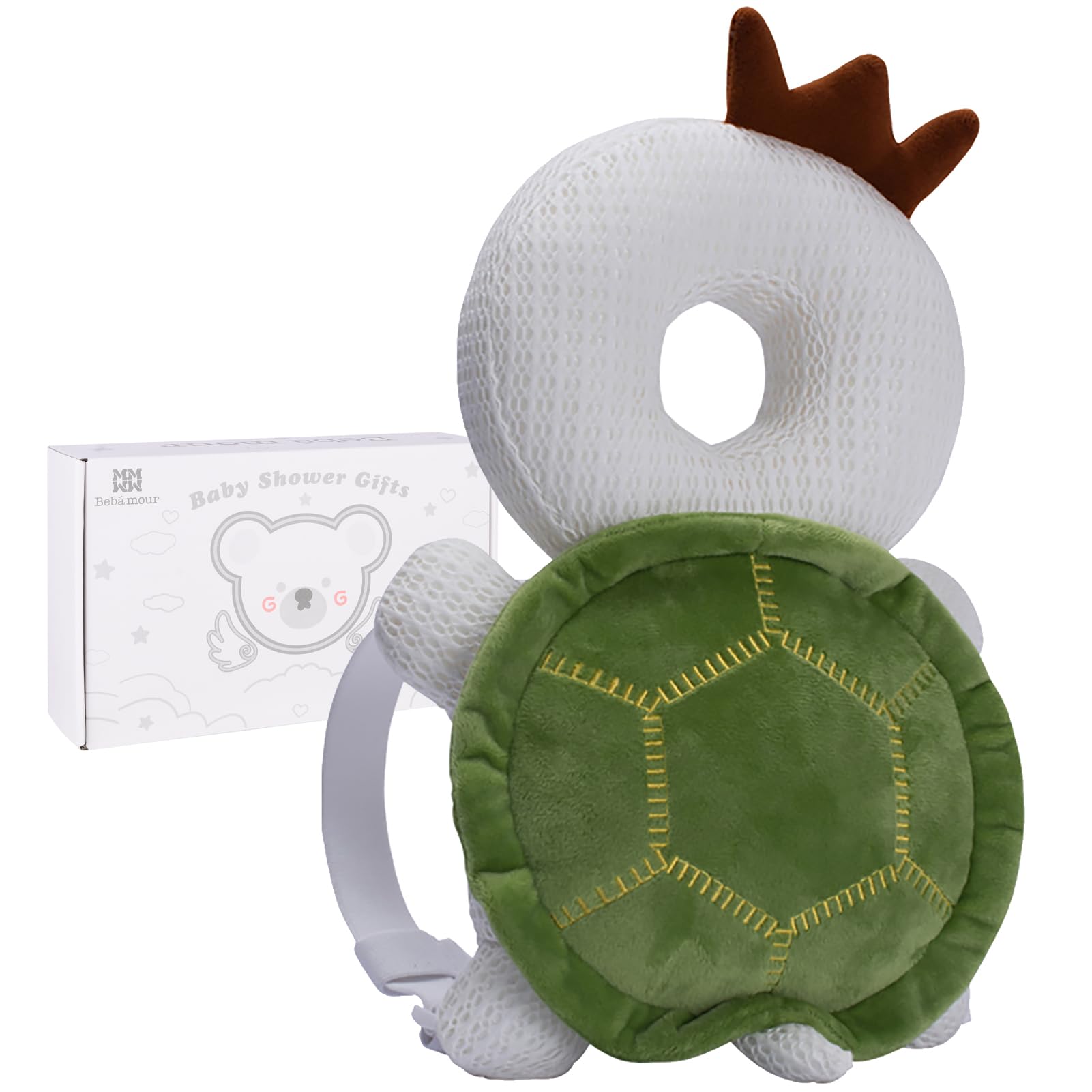 Bebamour Baby Protection de la tête Oreiller de Soutien pour la tête du bébé Doux et Respirant Oreillers Anti-Chute pour bébé (Green Turtle)