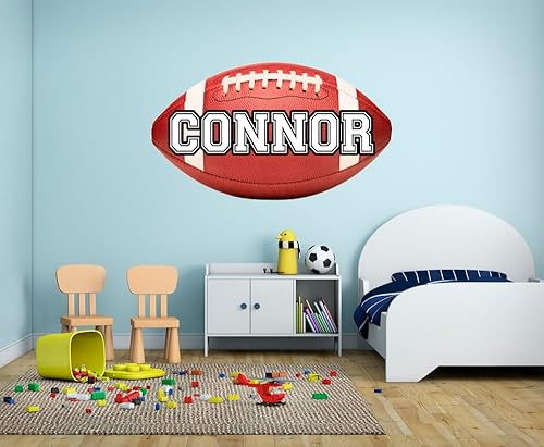 Miniatura 2 de Calcomanía de vinilo con nombre personalizado de fútbol para habitaciones de niños, letras temáticas de deportes de pelota personalizadas,