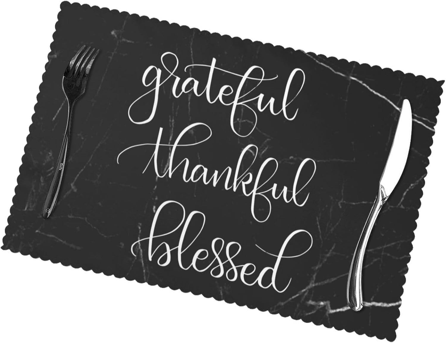 Grateful Thankful Blessed Placemats Set of 6 Heat Resistant Meal Mat Set 12x18 in