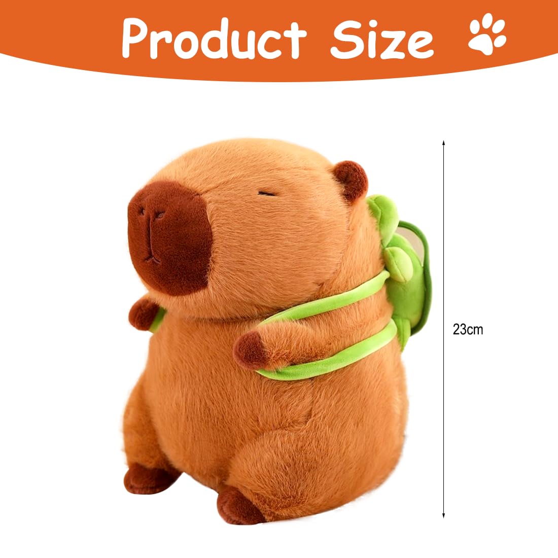 Peluche Capybara Bambola, 23cm Capibara Peluche con Zaino Tartaruga Giocattolo, Marrone Pupazzo Decorazioni Regalo per Bambini Adulti e Fans 1