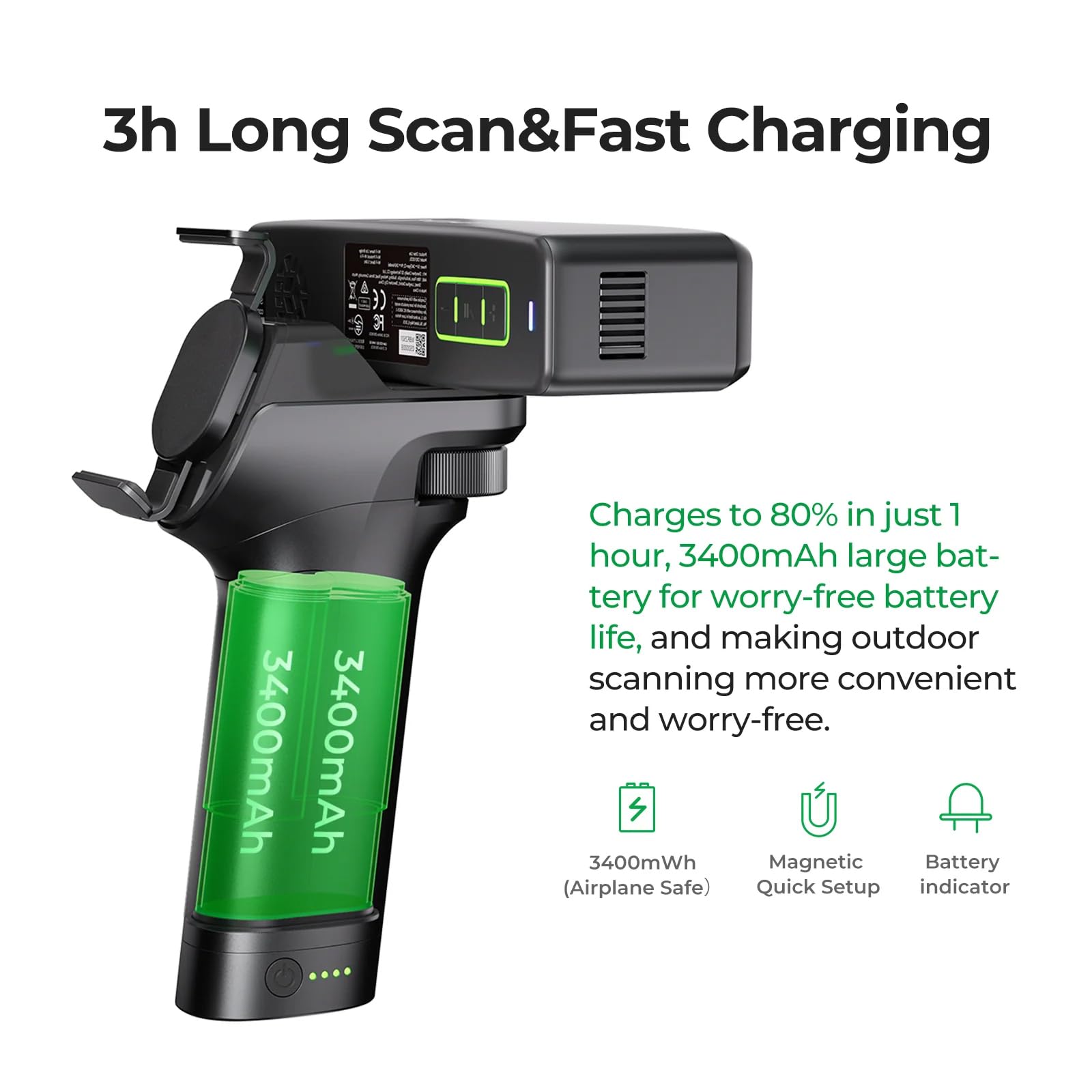 Creality Otter Lite 3D-Scanner, 0,05 mm Hochpräzise, 30 fps kabelloser Griff Handheld Scanner für 3D-Druck, Anti-Shake-Tracking, 24-Bit Vollfarbscannen für Objekte zwischen 20 und 2000 mm
