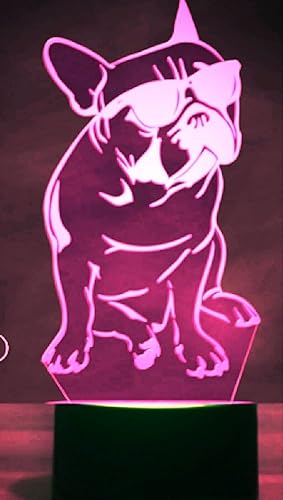 Lámpara de luz nocturna para perro bulldog francés en 3D, luces LED, 7 colores cambiantes, interruptor táctil, decoración de escritorio, lámparas de