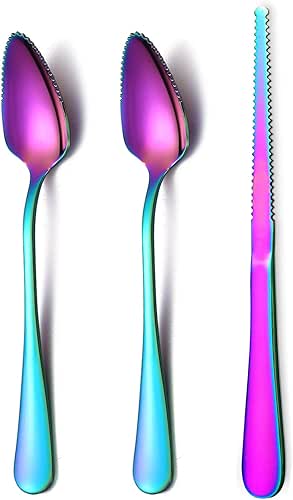 Rainbow Grapefruit Spoons 3 Pieces Set, 2 Stainless Steel Grapefruit