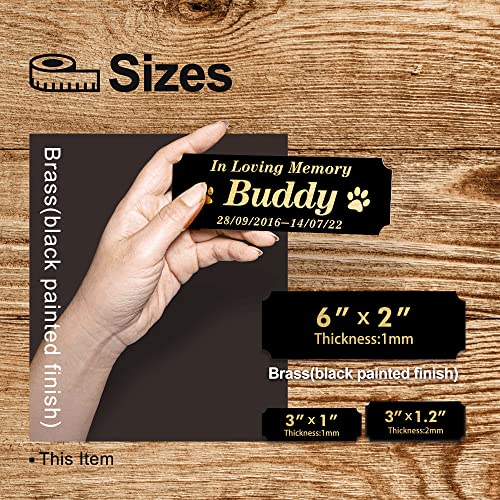 Image of Personalized Name Plates, Black Engraved Plaque with Gold Text, Trophy Plates Engraved, Custom Name Plate with Adhesive Backing or Screws, 6 inch W x 2 inch H