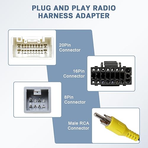 Miniatura 3 de Adaptador estéreo de coche Android Relacement para Mitsubishi Outlander Radio cableado arnés, cable de audio de coche 20Pin con conector RCA