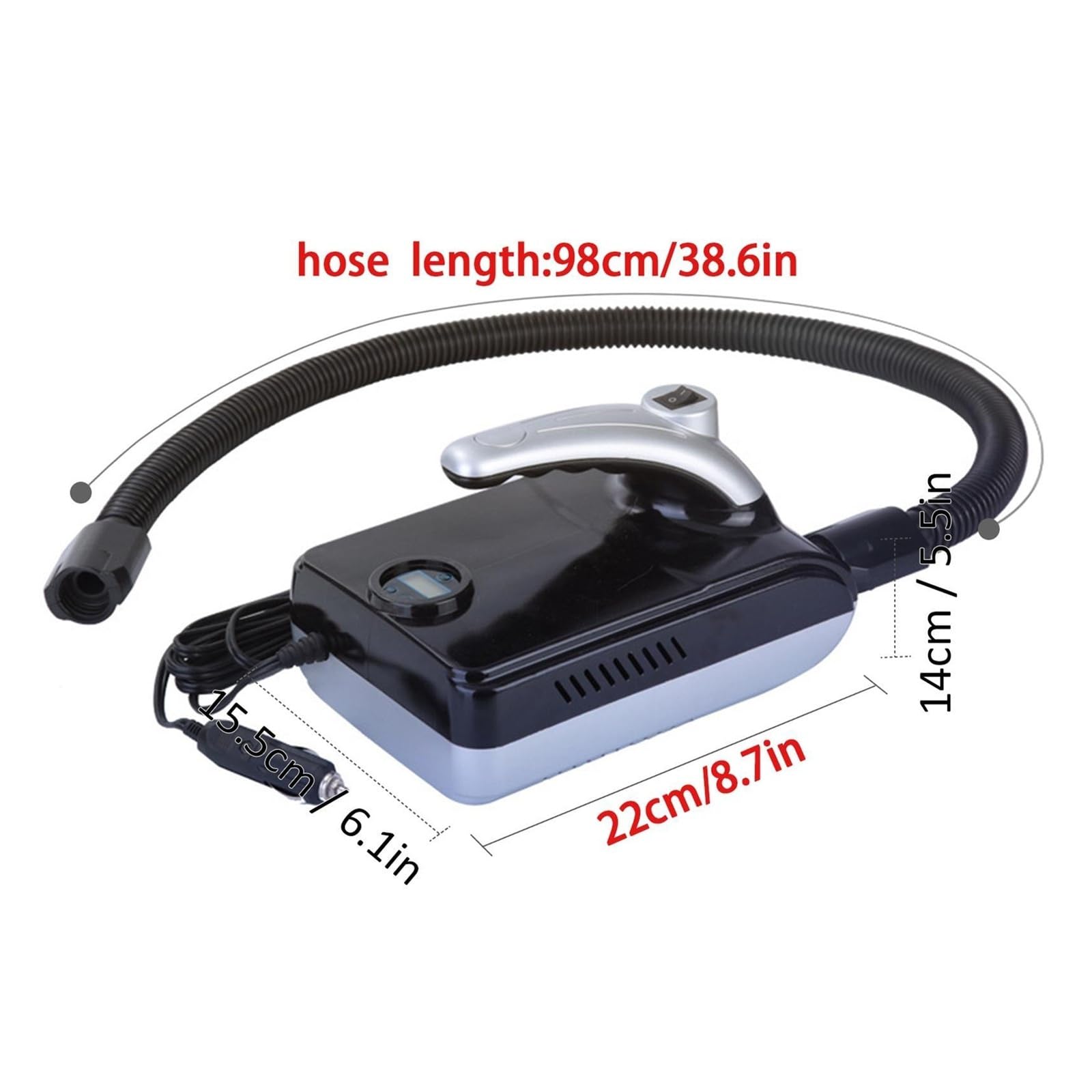 Pompka powietrza, 2 szt. Pompka do deski wiosłowej elektryczna przenośna, 20 PSI 110 W 12 V pompka z diodą LED