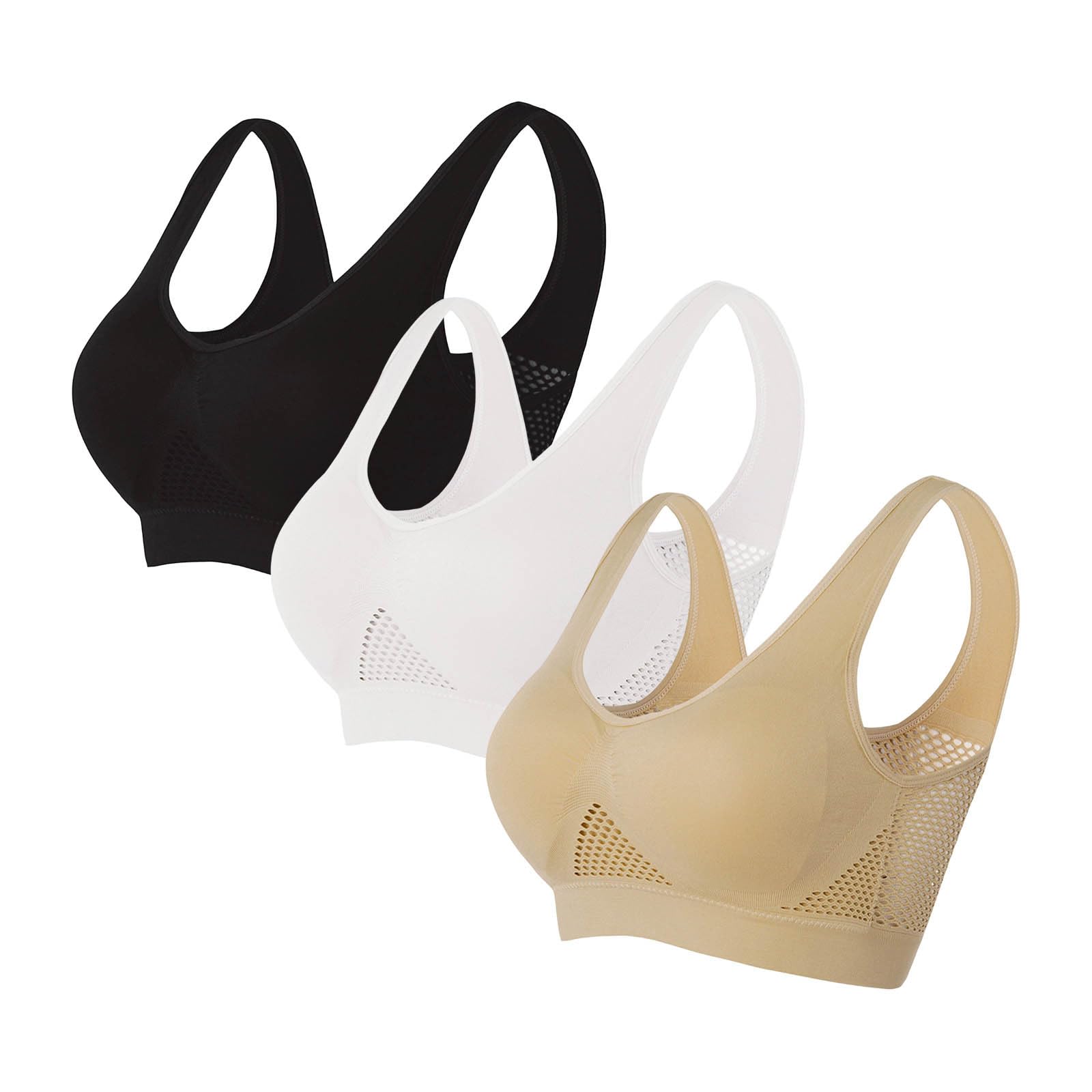 3PC Sports Bras for Women High Support Padded Sports Bra Liftup Full Coverage Air Bra Workout Bras Racerback Yoga Bras