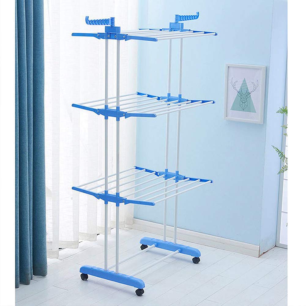 Drumm Stendibiancheria a torre (75 * 64 * 170cm(Colore blu e bianco))