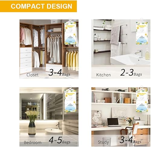 Miniatura 7 de CANAGER Absorbedor de humedad, paquete de 12, bolsa de humedad colgante de aroma fresco, deshumidificadores para el hogar, el automóvil y el armario