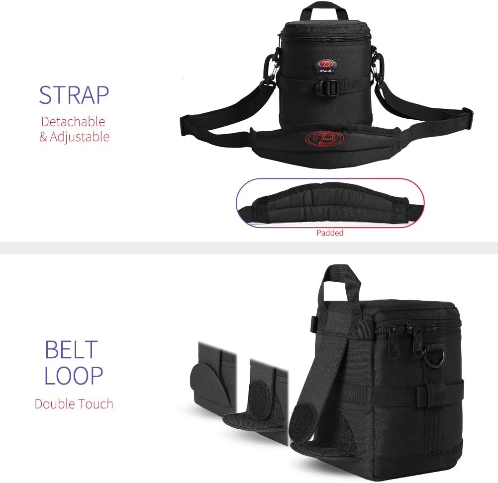 Camera Lens Case DSLR Camera Lens Bag Fits for Canon Nikon Pentax Sony Olympus Panasonic and Other Camera Lens