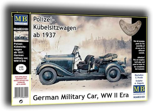 Master Box 35101 1/35 Model kit of Polizei-Kuebelsitzwagen ab 1937, German Military car, WW II era, Grey, MB35101
