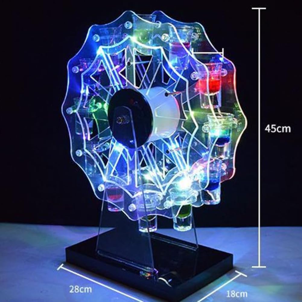 テキーラ観覧車❣️LED 観覧車 ワインラック 酒グラススタンド 充電式 Amazon｜Fiegcit テキーラ観覧車 LED酒ボトルの表示棚 観覧車 ワイン