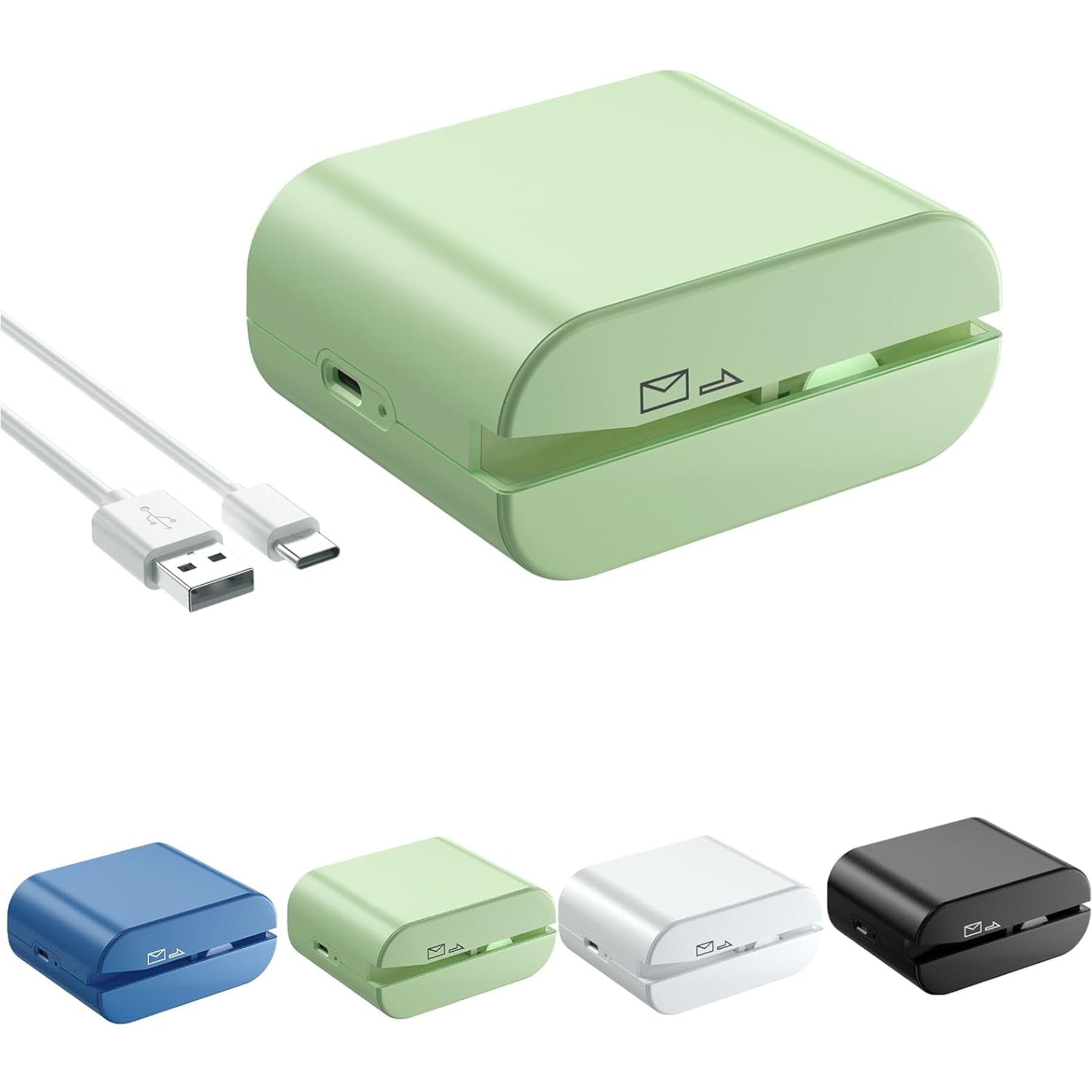 Ouvre-lettres électrique rechargeable avec charge de type C, découpeuse d'enveloppe pour bureau et maison, vert saga, design compact et portable