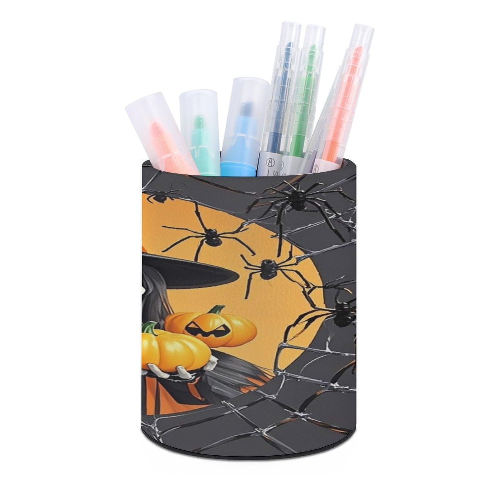 VstaDank Skeleton Spider Web Pen Holder for Desk Makeup Brush Holders Stylish Pen Cup Cute Pencil Cup Round Pencil Holder Decor Brush Scissor Holders for Multifunctional Office Supplies