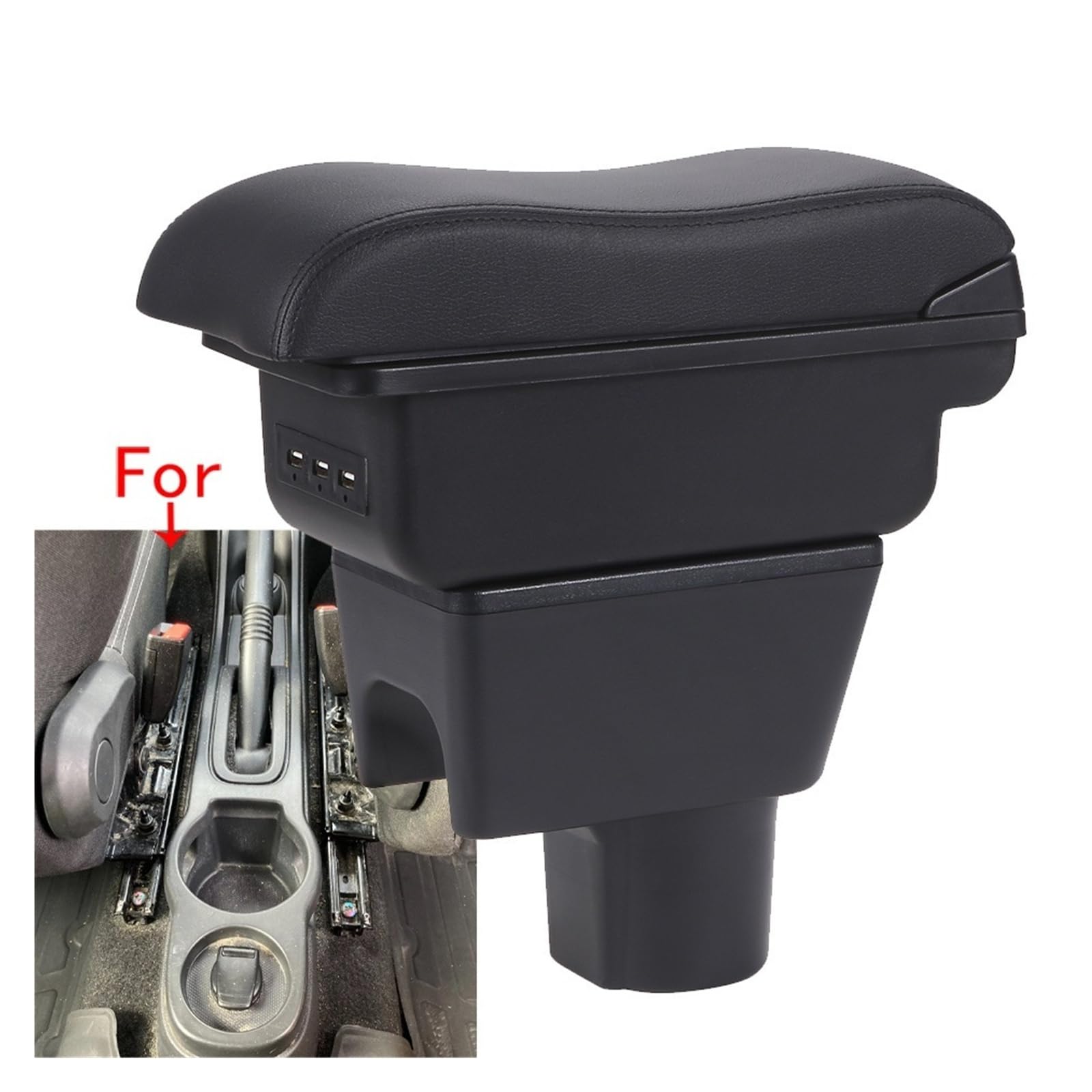 Dla Renault Duster dla Nissan Terrano 3 dla Renault Duster Oroc podłokietnik samochodowy ze schowkiem zakrzywiona powierzchnia skóra 2012-2018(C2 Black line NO USB)