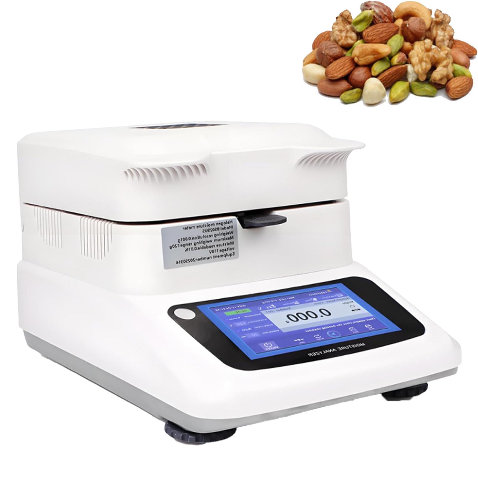 Pvxa Moisture Meter,Intelligent Moisture Analyzer, Touch Screen Grain Moisture Meter 120g/0.001g High Precision, for Food Plants 0.005g