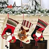 botas navidenas 【Materiales de alta calidad】: las medias navideñas están hechas de lino y fieltro de alta calidad, con un resistente diseño de bucle para colgar. Puedes rellenar muchos regalos de Navidad y colgarlos fácilmente. Nuestras medias navideñas son duraderas, lavables y repetibles. Uso y almacenamiento conveniente.