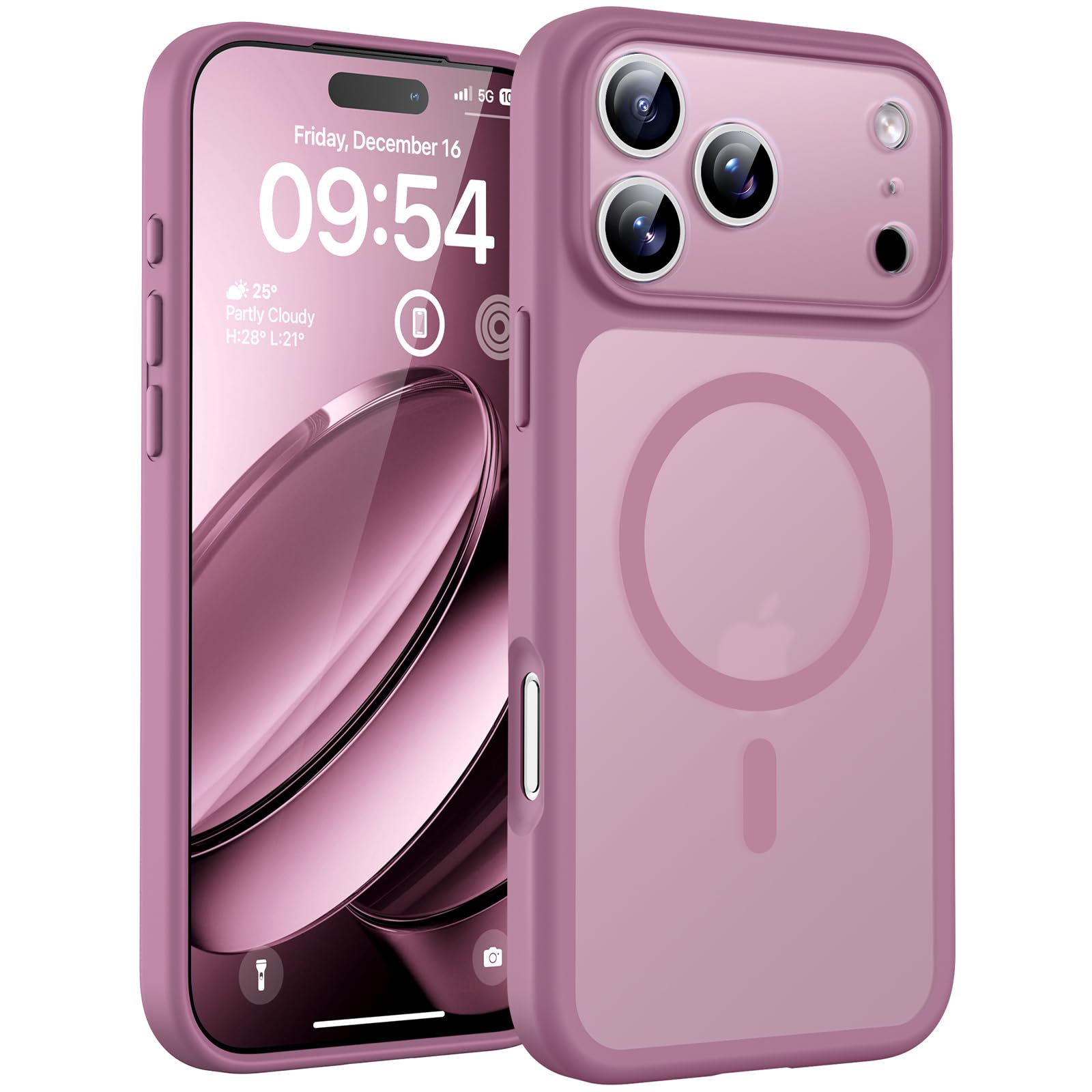 TOCOL Cover Magnetica per iPhone 17 Pro 6,3 Pollic, Compatibile con MagSafe, Anello Magnetico Incorporato, Protezione Fotocamera Integrata, Custodia Antiurto Traslucida Opaca, Lilla Viola