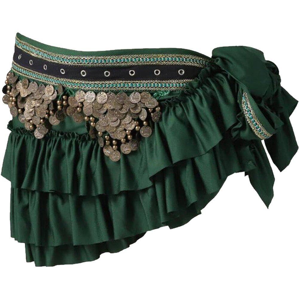 Sciarpa All'anca di Danza del Ventre in Raso retrò Gonna di Danza del Ventre Bling Cintura Avvolgente di Danza del Ventre con Moneta di Rame Pendente per