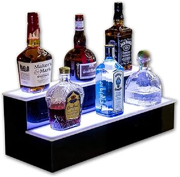 Amazon Co Jp Ledボトルディスプレイスタンドリモコン付きの2層ドリンク照明棚 スピリッツ 酒 ビール ワイン サイダーなどを展示できます 1000mm 210mm 170mm スポーツ アウトドア