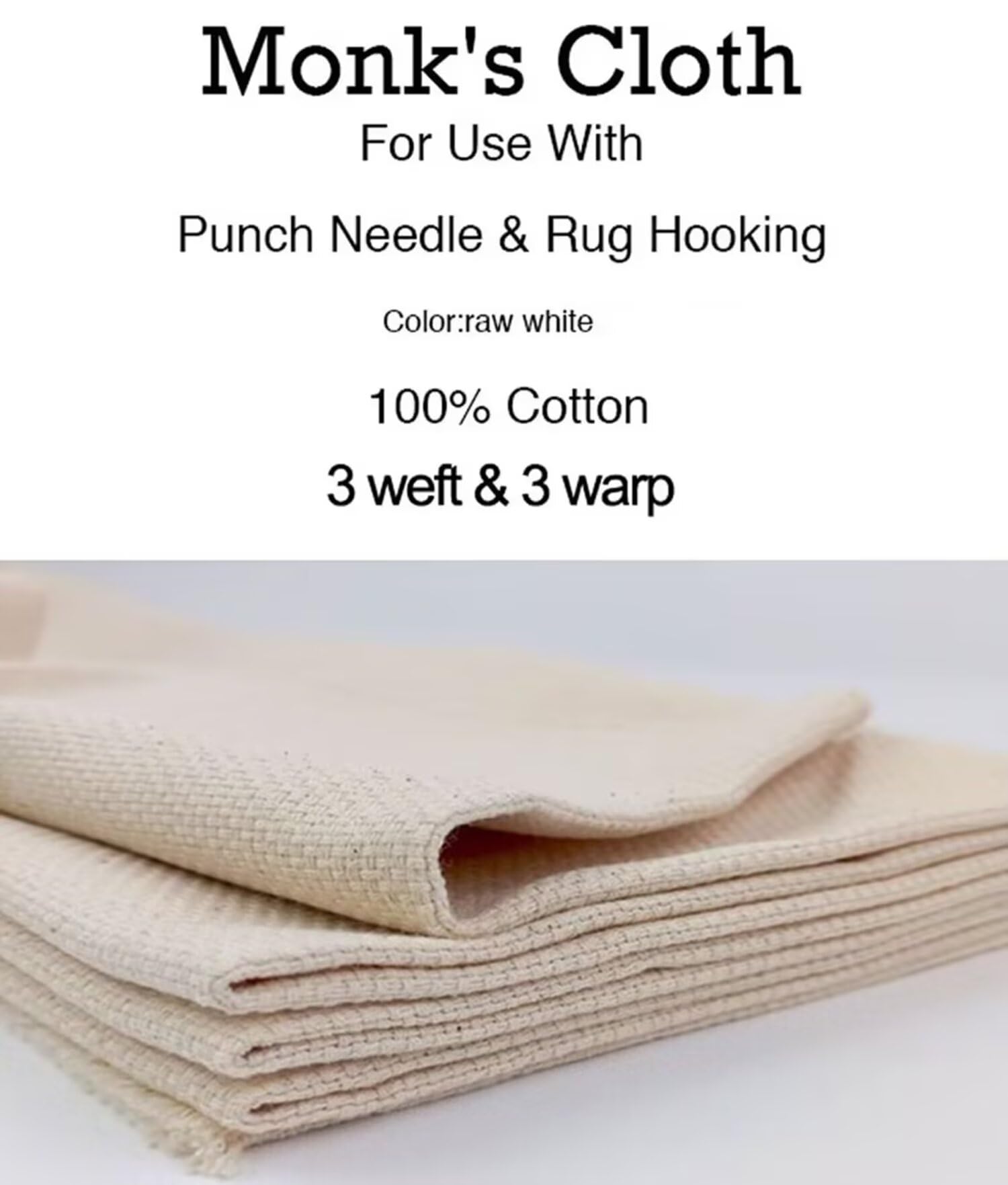 Generisch 100% Baumwolle Mönchstuch für Punch Needle, Tufting Gun, Teppich Tufting Tuch, Poke Embroidery Needlework Stoff, Beige, 59x79 Zoll
