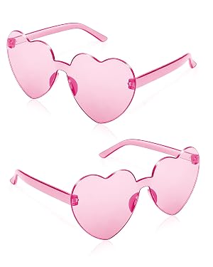 2 Pairs Heart Sunglasses for Women Heart Shaped Sunglasses Bulk Pink Heart Glasses for Party Favor pink