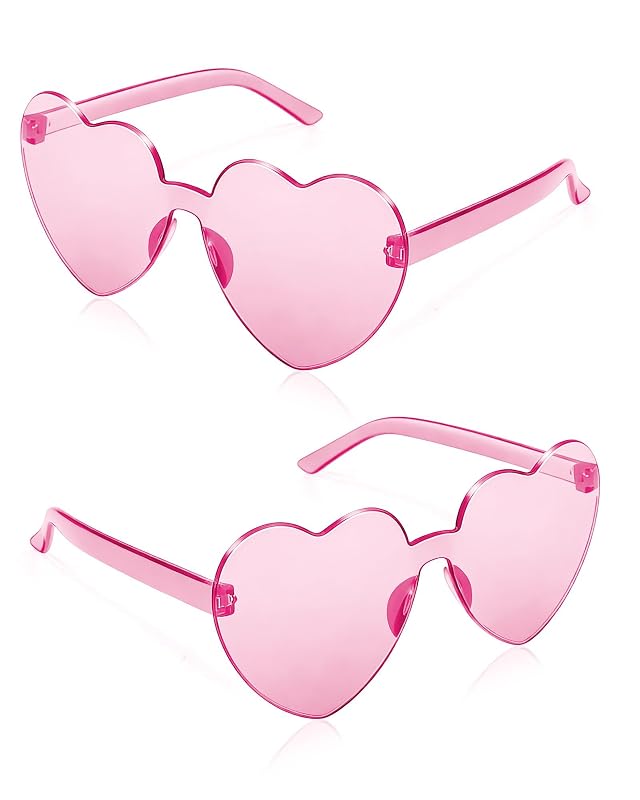 2 Pairs Heart Sunglasses for Women Heart Shaped Sunglasses Bulk Pink Heart Glasses for Party Favor pink