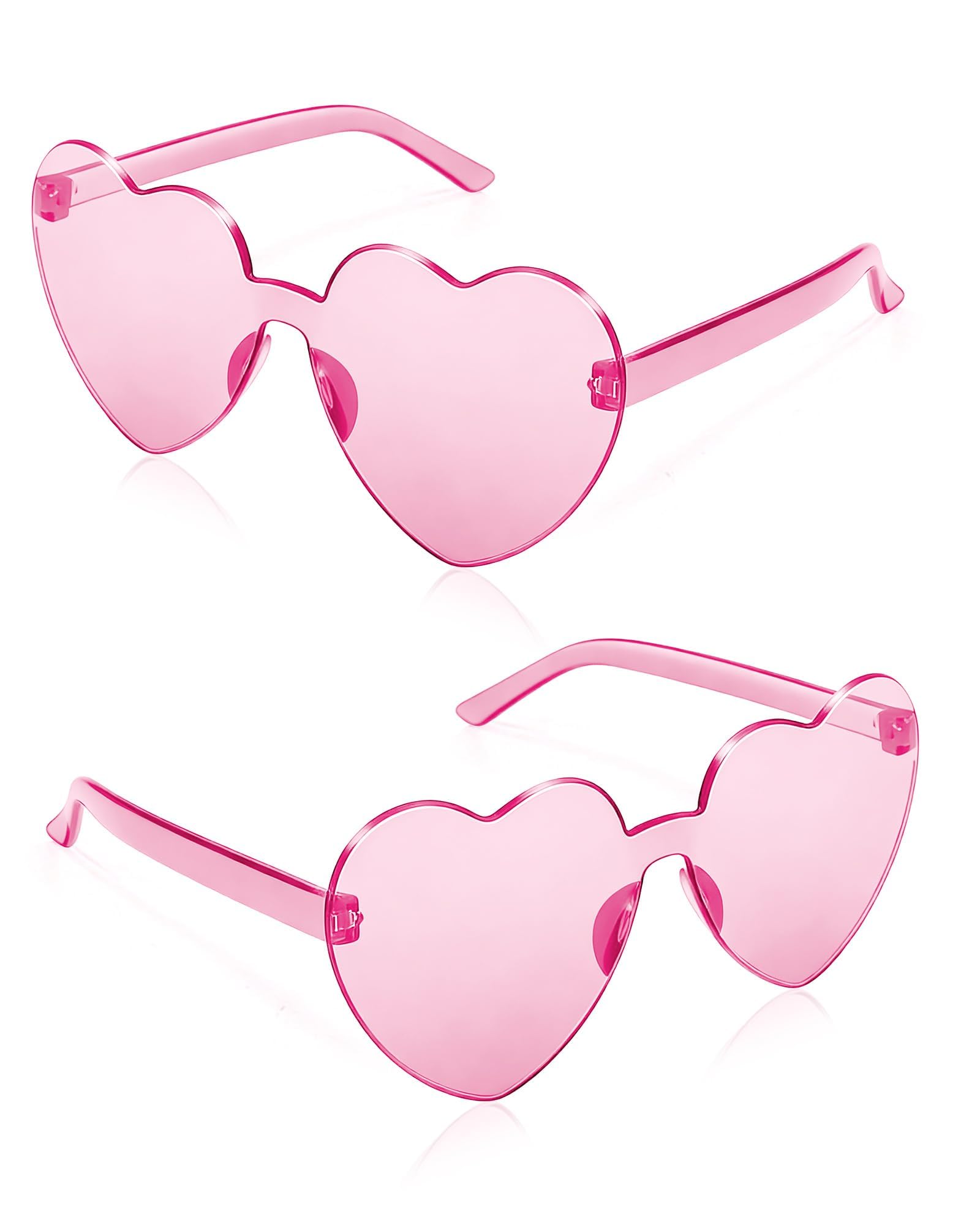 2 Pairs Heart Sunglasses for Women Heart Shaped Sunglasses Bulk Pink Heart Glasses for Party Favor pink