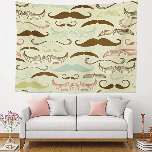 Miniatura 3 de Tapiz para colgar en la pared con bigote retro, 82.7 x 59.1 pulgadas, decoración del hogar, colgar en la pared, sala de estar, dormitorio