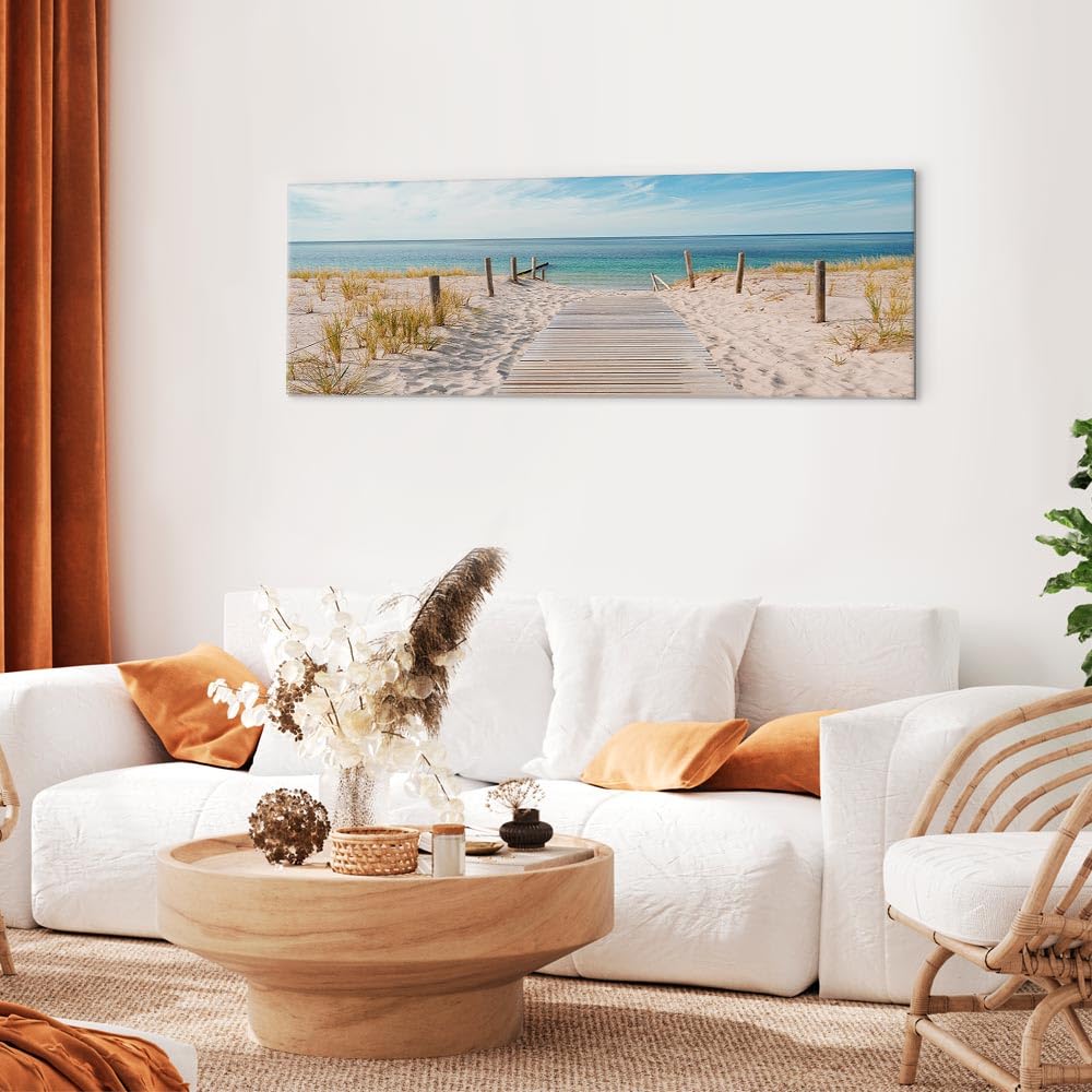 B&D XXL - Panneau Acoustique Mural, Tableau Décoration Paysage Plage 135x45