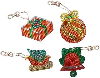 4 Pz DIY Resina Drill Pittura Portachiavi Natale Portachiavi Material Pacco Zaino a Mano Chiave Catena Decor
